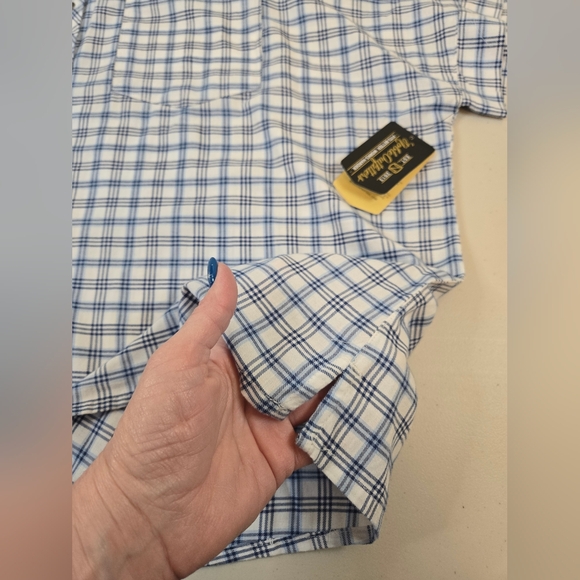 NWT Noble Outfitters Button Front Short Sleeve Shirt Blue Plaid 3X - Picture 7 of 16
